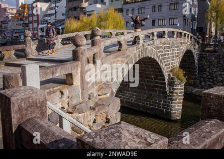 Spectacles Bridge, Nagasaki, Japon. Banque D'Images