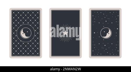 Jeu de cartes à jouer dos avec des motifs ésotériques isolés sur fond blanc Illustration de Vecteur