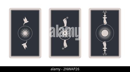Jeu de cartes à jouer dos avec des motifs ésotériques isolés sur fond blanc Illustration de Vecteur