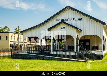 Homerville Station No 11 train Depot, East Plant Avenue, Homerville, Géorgie Banque D'Images