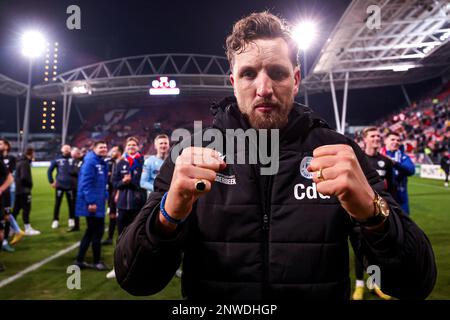 UTRECHT, PAYS-BAS - FÉVRIER 28: Entraîneur en chef Chris de Graaf de SV Spakenburg pendant le match final de la coupe KNVB TOTO néerlandaise entre le FC Utrecht et SV Spakenburg au Stadion Galgenwaard sur 28 février 2023 à Utrecht, pays-Bas (photo de Ben gal/Orange Pictures) Banque D'Images
