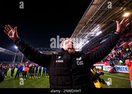 UTRECHT, PAYS-BAS - FÉVRIER 28: Entraîneur en chef Chris de Graaf de SV Spakenburg pendant le match final de la coupe KNVB TOTO néerlandaise entre le FC Utrecht et SV Spakenburg au Stadion Galgenwaard sur 28 février 2023 à Utrecht, pays-Bas (photo de Ben gal/Orange Pictures) Banque D'Images