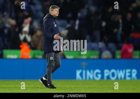 Blackburn Rovers entraîneur en chef Jon Dahl Tomasson après le coup de sifflet final de la coupe Emirates FA Cinquième Round Match Leicester City contre Blackburn Rovers au King Power Stadium, Leicester, Royaume-Uni, 28th février 2023 (photo de Nick Browning/News Images) Banque D'Images