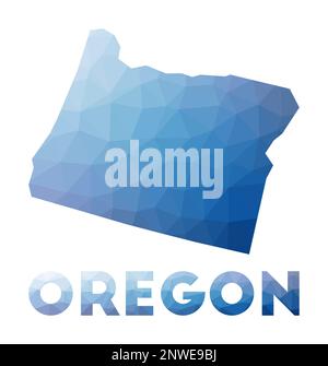 Carte poly basse de l'Oregon. Illustration géométrique de l'état américain. Carte polygonale Oregon. Technologie, Internet, concept de réseau. Illustration vectorielle. Illustration de Vecteur