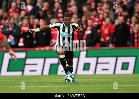 Londres, Royaume-Uni. 26th févr. 2023. Allan Saint-Maximin de Newcastle Utd en action. Finale de la Carabao Cup 2023, Manchester Utd / Newcastle Utd au stade Wembley à Londres, le dimanche 26th février 2023. Usage éditorial uniquement. photo par Andrew Orchard/Andrew Orchard sports photographie/Alamy Live News crédit: Andrew Orchard sports photographie/Alamy Live News Banque D'Images