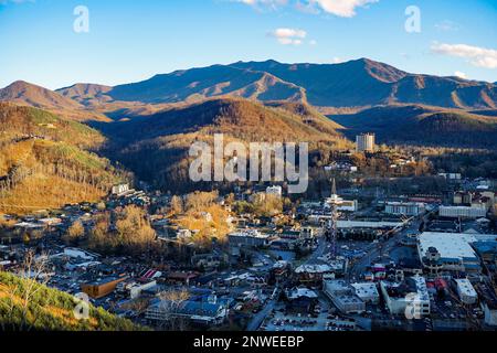 Great Smoky Mountains surplombant Gatlinburg Banque D'Images