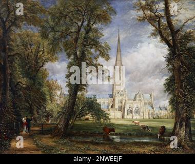 Cathédrale de Salisbury depuis la propriété de l'évêque, 1825. Peinture par John Constable Banque D'Images