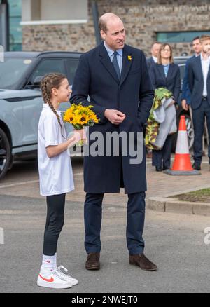 Port Talbot, pays de Galles, Royaume-Uni. 28 février 2023. Prince William, Prince de Galles visite le centre de loisirs et de remise en forme Aberavon à Port Talbot crédit: Anwar Hussein/Alamy Live News Banque D'Images