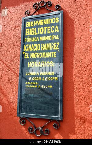 San Miguel de Allende Guanajuato Mexico,Historico Centre historique central Zona Centro,Biblioteca Publica Municipal Ignacio Ramirez El Nigromante,publici Banque D'Images