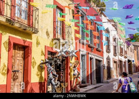 San Miguel de Allende Guanajuato Mexique, Historico Centre historique Zona Centro, Calle del Relox, Mercado de Artesanias marché artisanal, bu colonial Banque D'Images