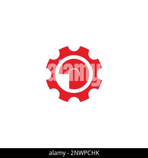 lettre d cog engrenage cercle simple logo vecteur Illustration de Vecteur