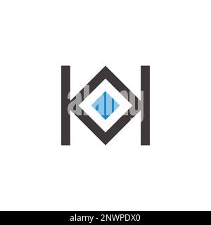 lettre k h symbole bleu diamant logo vecteur Illustration de Vecteur