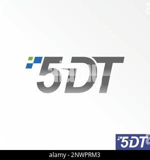 Simple et unique lettre ou mot 5DT sans serif police avec Tech ou sport graphique icône logo design abstrait concept vecteur stock initial ou mot-symbole Illustration de Vecteur