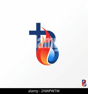 Lettre ou mot TB sans serif connecter police avec feu ou flamme image graphique icône logo design abstrait concept vecteur stock initial ou industriel Illustration de Vecteur