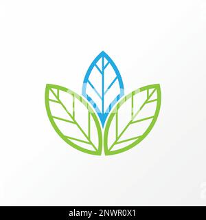 Unique mais simple trois ou trois feuilles ou feuilles sur le milieu et le côté cercle graphique icône logo design abstrait concept vecteur nature ou botanique Illustration de Vecteur