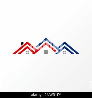 Simple et très unique trois triple maison de toit avant à arrière avec fenêtres graphique icône logo design abstrait concept vecteur propriété ou maison Illustration de Vecteur