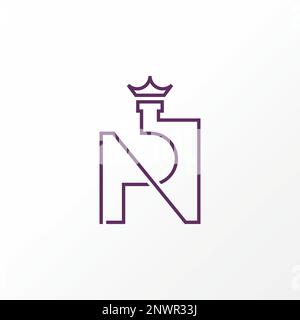 Lettre ou mot NP ou PN ligne de coupe serif police avec couronne sur image graphique icône logo design abstrait concept vecteur stock initial ou luxe Illustration de Vecteur