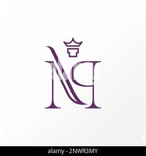 Lettre ou mot NP ou PN ligne de coupe serif police avec couronne sur image graphique icône logo design abstrait concept vecteur stock initial ou luxe Illustration de Vecteur