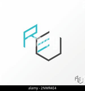 Simple et unique lettre ou mot REU REV RLE RCE ligne police sur 3D double hexagone ou boîte graphique logo design abstrait concept vecteur premier monogramme Illustration de Vecteur