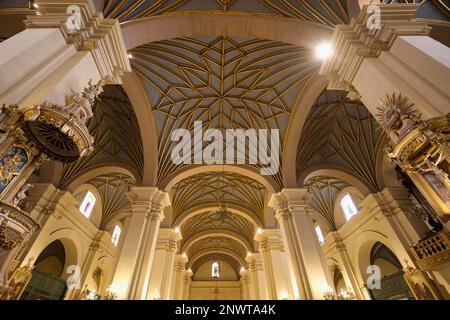 Basilique Cathédrale métropolitaine de Lima, plafond central de Nave, Lima, Pérou Banque D'Images