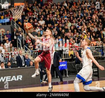 RIGA, LETTONIE. 27th février 2023. Lettonie contre Grèce, match de qualification de la coupe du monde de basket-ball de la FIBA. Banque D'Images