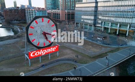 Célèbre horloge Colgate à Jersey City - NEW YORK, Etats-Unis - 15 FÉVRIER 2023 Banque D'Images