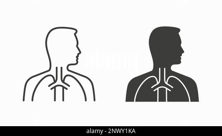 Icônes des poumons humains. Illustration vectorielle isolée sur fond blanc. Illustration de Vecteur