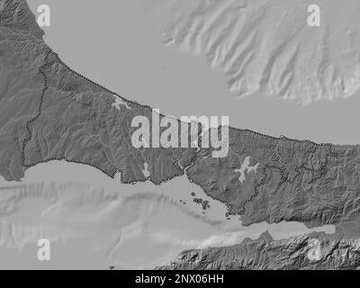 Istanbul, province du Turkiye. Carte d'altitude à deux niveaux avec lacs et rivières Banque D'Images