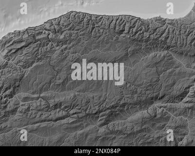 Kastamonu, province du Turkiye. Carte d'altitude en niveaux de gris avec lacs et rivières Banque D'Images