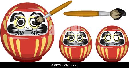 Jeu de poupées Daruma Japon illustration Illustration de Vecteur