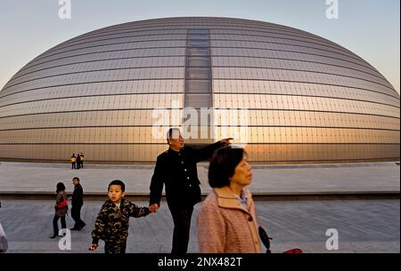 Opéra national de bâtiment (Paul Andreu Architecte), Beijing, Chine Banque D'Images