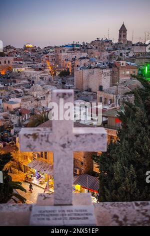 Vue aérienne de la vieille ville, Jérusalem, Israël. Banque D'Images