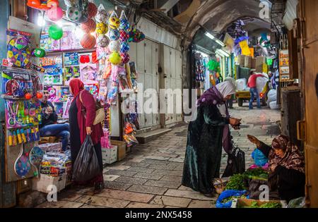 Beit Habad,rue du Marché Arabe Souk, le quartier musulman, la vieille ville, Jérusalem, Israël. Banque D'Images