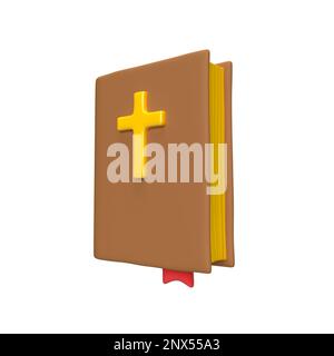 Sainte Bible 3D icône chrétienne. Logo du livre sur une couverture ferme. Elément de conception. Graphique sur l'arrière-plan blanc isolé avec masque Banque D'Images