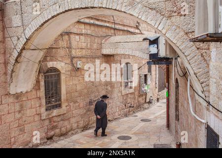 Les Juifs orthodoxes, Mea Shearim trimestre, Jérusalem, Israël. Banque D'Images