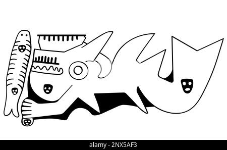 Geoglyphe de la Baleine de Killer de Palpa, les lignes de Palpa, Pérou Illustration de Vecteur