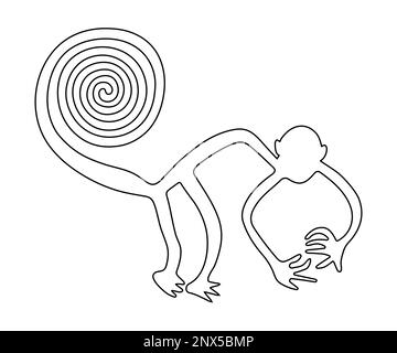 Geoglyphe du singe, les lignes de Nazca, désert de Nazca, Pérou Illustration de Vecteur