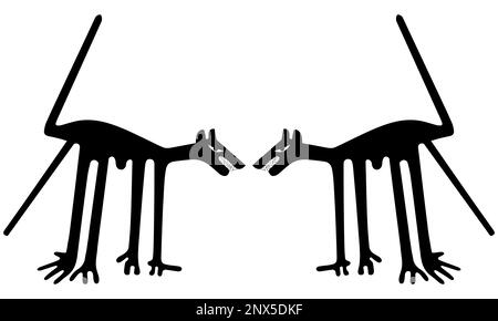 Combat - une paraphrase du célèbre geoglyphe du chien de Nazca Illustration de Vecteur