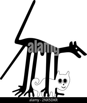 Le chien et le chat - une paraphrase des célèbres géoglyphes de Nazca, les lignes de Nazca, le désert de Nazca, Pérou Illustration de Vecteur