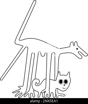 Le chien et le chat - une paraphrase des célèbres géoglyphes de Nazca Illustration de Vecteur