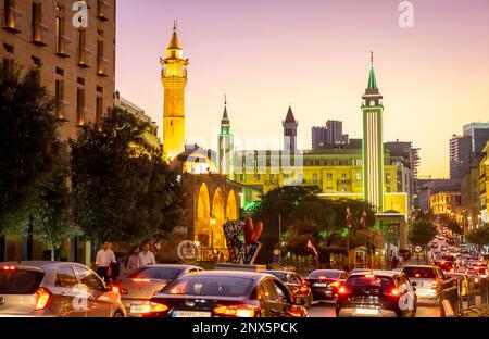 Embouteillage, dans Waygand street, Downtown, Beyrouth, Liban Banque D'Images