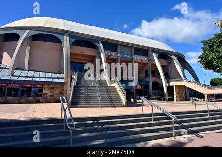 Entrée extérieure au Pavillon sportif municipal Santa Lucía de Tirajana, Gran Canaria Banque D'Images