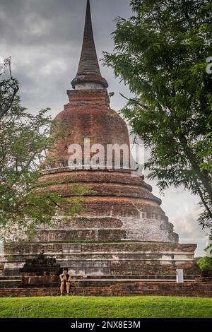 Wat Chana Songkhram, Parc historique de Sukhothai, Sukhothai, Thaïlande Banque D'Images