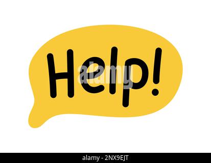 AIDE à la bulle de la parole. Texte d'aide. Citation tirée à la main. Santé mentale. Icône bulle. Expression doodle. Vecteur Illustration de Vecteur