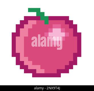Pixel art symbole pomme sur fond blanc Illustration de Vecteur