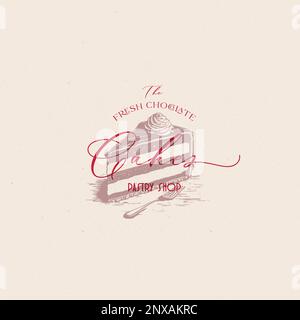 Motif gâteau au chocolat et panneau en boîte vintage. Affiche rétro avec délicieux dessert. Bonbons et gâteaux boulangerie vecteur panneau. Illustration de Vecteur