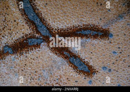 Videz la cuve brûlée avec X à la surface, le lait brûlé, la marmite sale ou la casserole brûlée à la cuisson Banque D'Images