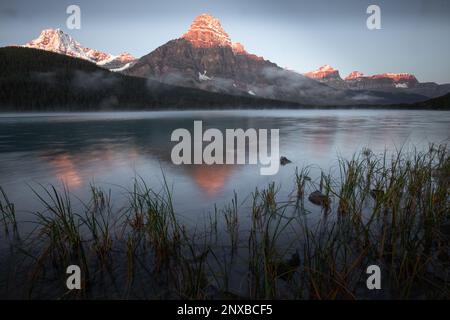 Mount Chephren et Lower Waterfowl Lake, parc national Banff, Rocheuses canadiennes, Alberta Canada Banque D'Images