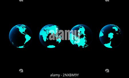 Icônes globe terrestre. Hémisphères terrestres avec continents. Illustration de Vecteur