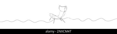 Dessin linéaire continu de la chaise. Dessin d'une seule ligne de chaise. Illustration vectorielle. Art de ligne de tabouret Illustration de Vecteur